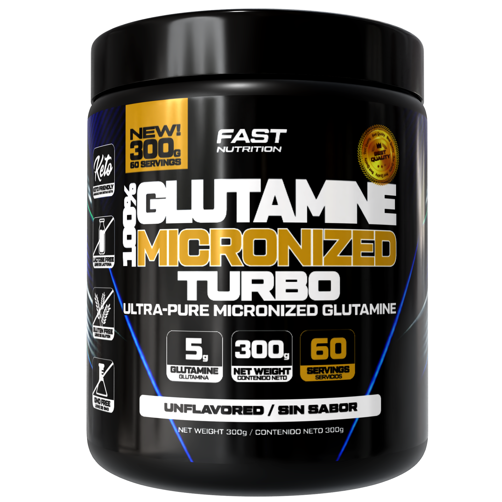 Glutamina Micronizada Turbo 300g Fast Nutrition