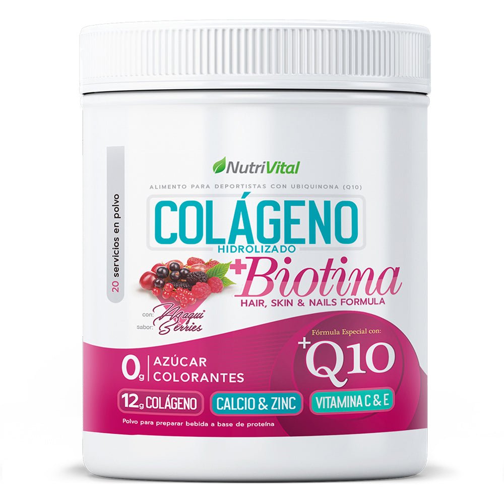 Colageno Hidrolizado 12g + Biotina + Coenzima Q10 300 Grs Nutrivital